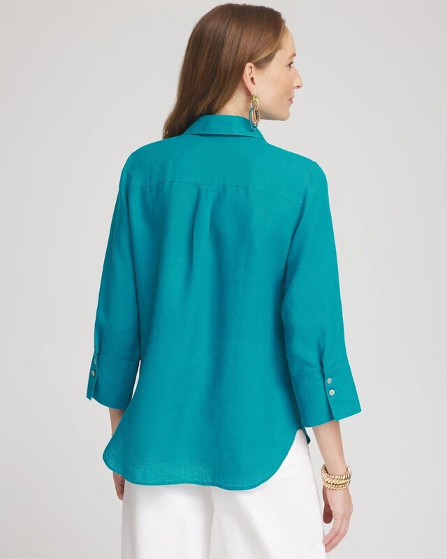 No Iron Linen 3/4 Sleeve Shirt - image 3